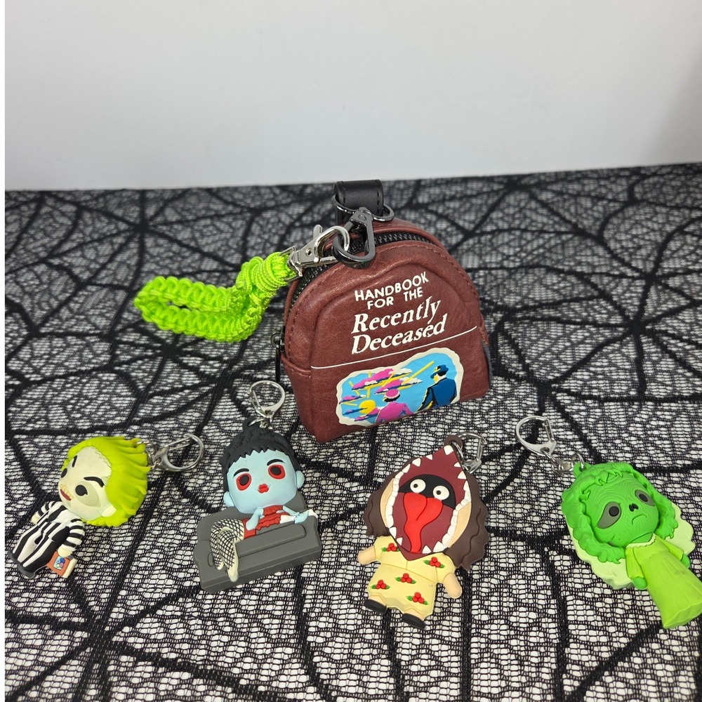 Loungefly Beetlejuice Handbook Coin Purse & 4 Bag Clips Set